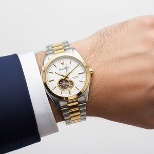 NWT Authentic Bulova Surveyor Automatic Silver Dial Two-tone Men's Watch